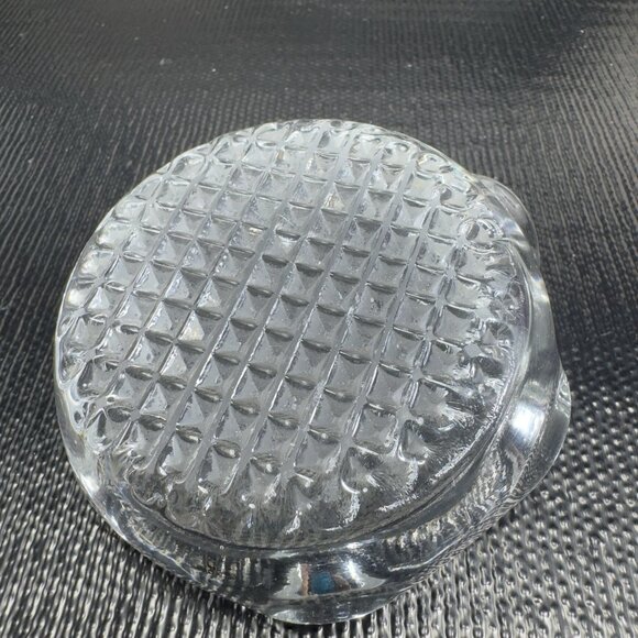 Vintage MCM Clear Glass Trinket Dish Ashtray Waffle Bottom Decorative Dish Plate - Picture 8 of 10